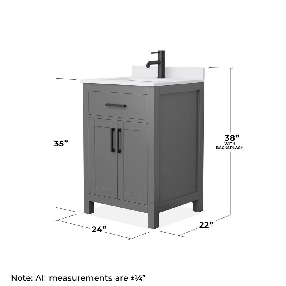 Wyndham Collection Beckett 24" Freestanding Single Bathroom Vanity with Cultured Marble Top