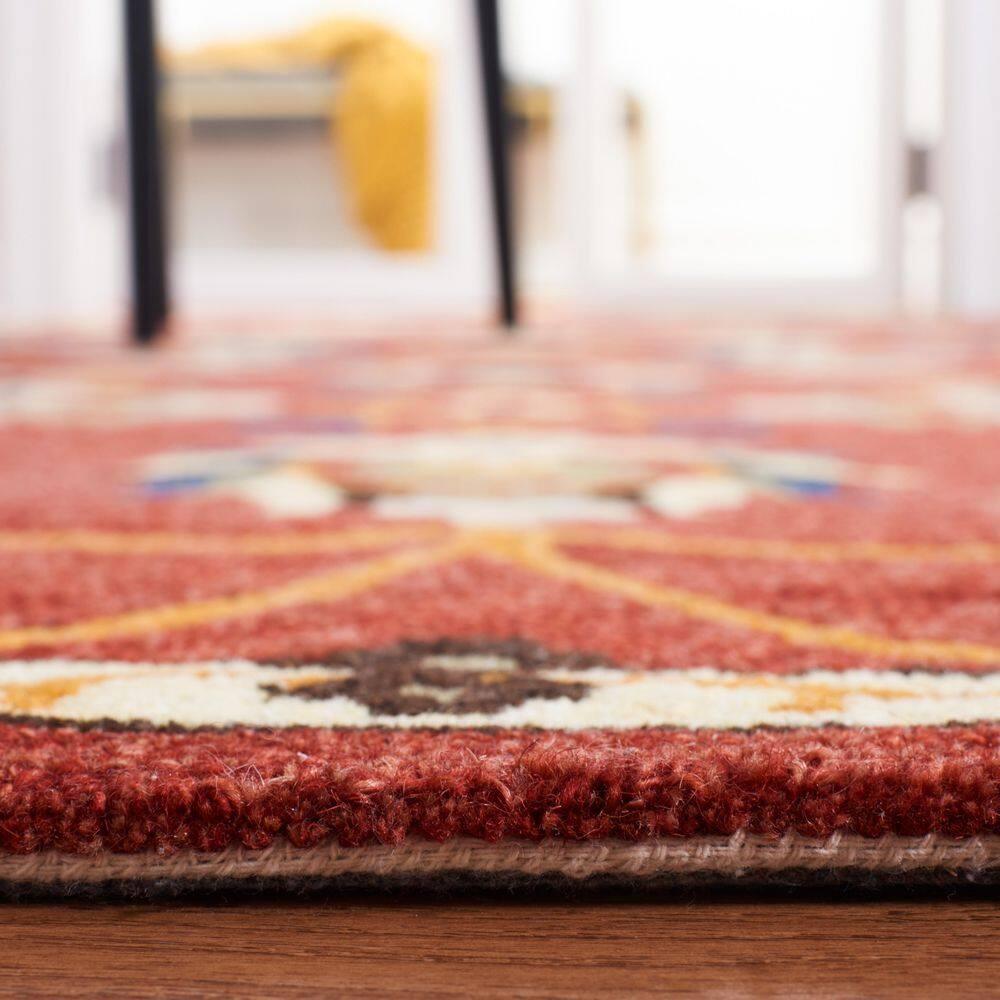 Micro-Loop MLP383 Hand Tufted Area Rug - Rust/Blue - 5'x5' - Safavieh.