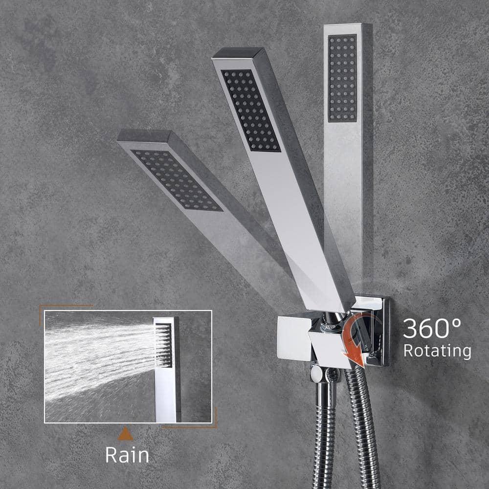 Rainier 22" Rainfall Complete Shower System with with Rainfall & Waterfall Spray, Handheld and Rough-in Valve Included