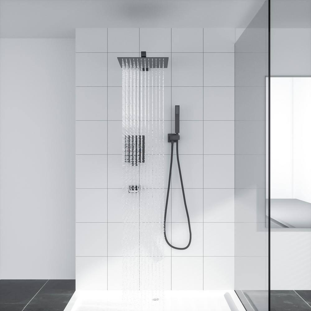 Lordear Bath Shower Faucet Set Tub Spout 10 inch Rain Shower Head with Handheld Shower System