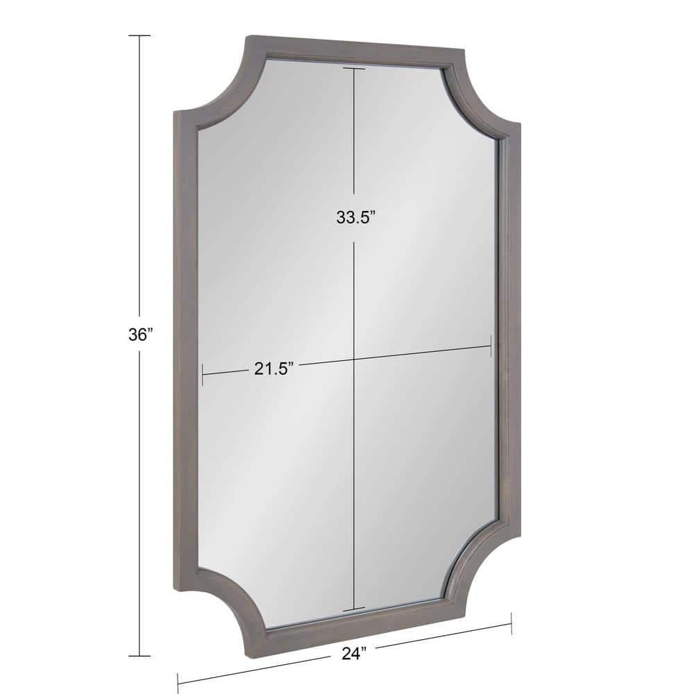 Kate & Laurel All Things Decor 24"x36" Hogan Framed Scallop Wall Mirror Gray: Modern Design, No Assembly Required