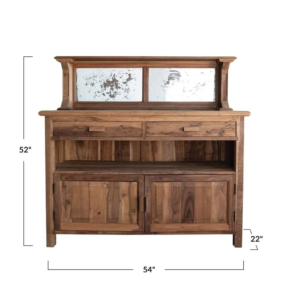 Natural Reclaimed Wood Sideboard with Antique Mirrored Back