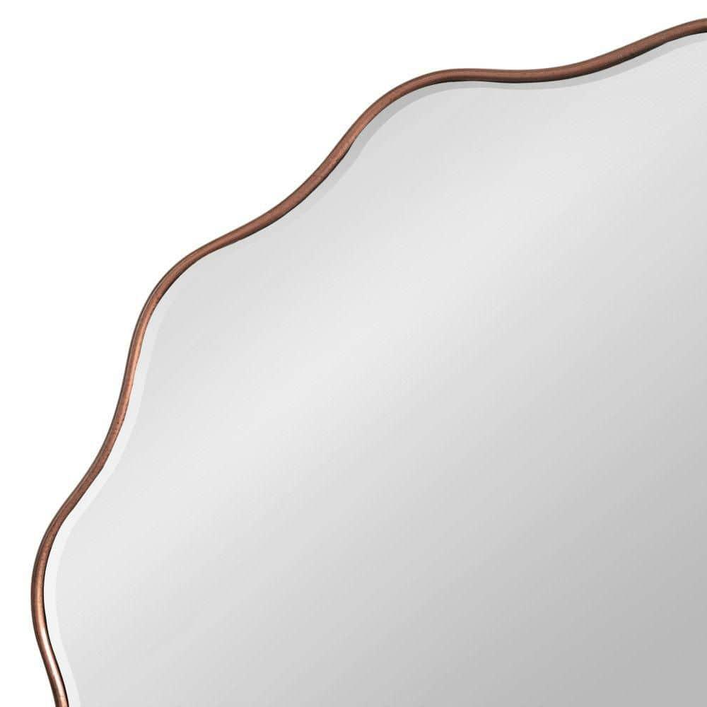 Kate and Laurel Viona Modern Scalloped Round Mirror, 32 Inch Diameter, Bronze, Decorative Circle Bathroom Mirror for Over Sink with Unique Rippled Edge for Wavy Wall Decor Accent