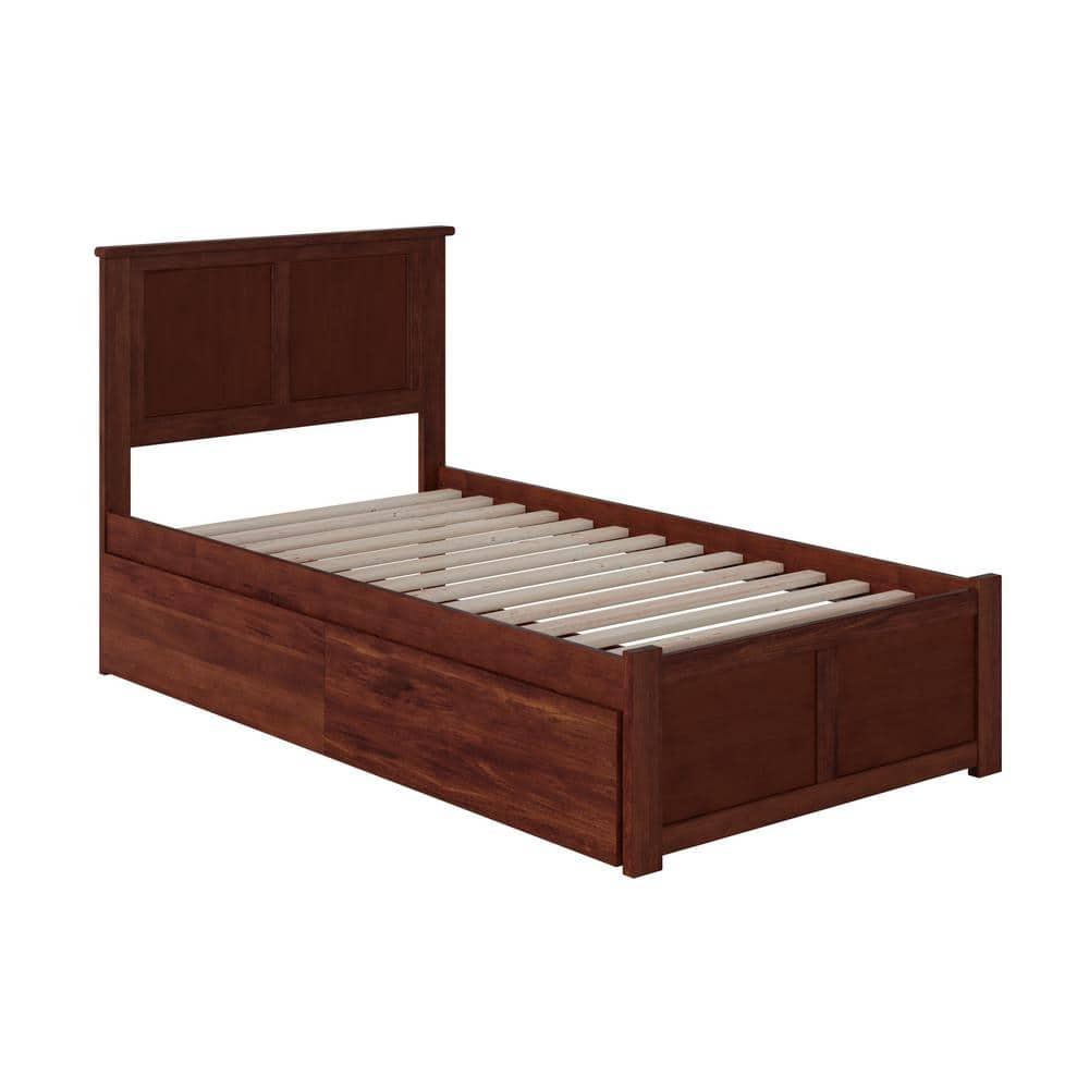 Madison Platform Bed with Flat Panel Foot Board and 2 Urban Bed Drawers in Multiple Colors and Sizes