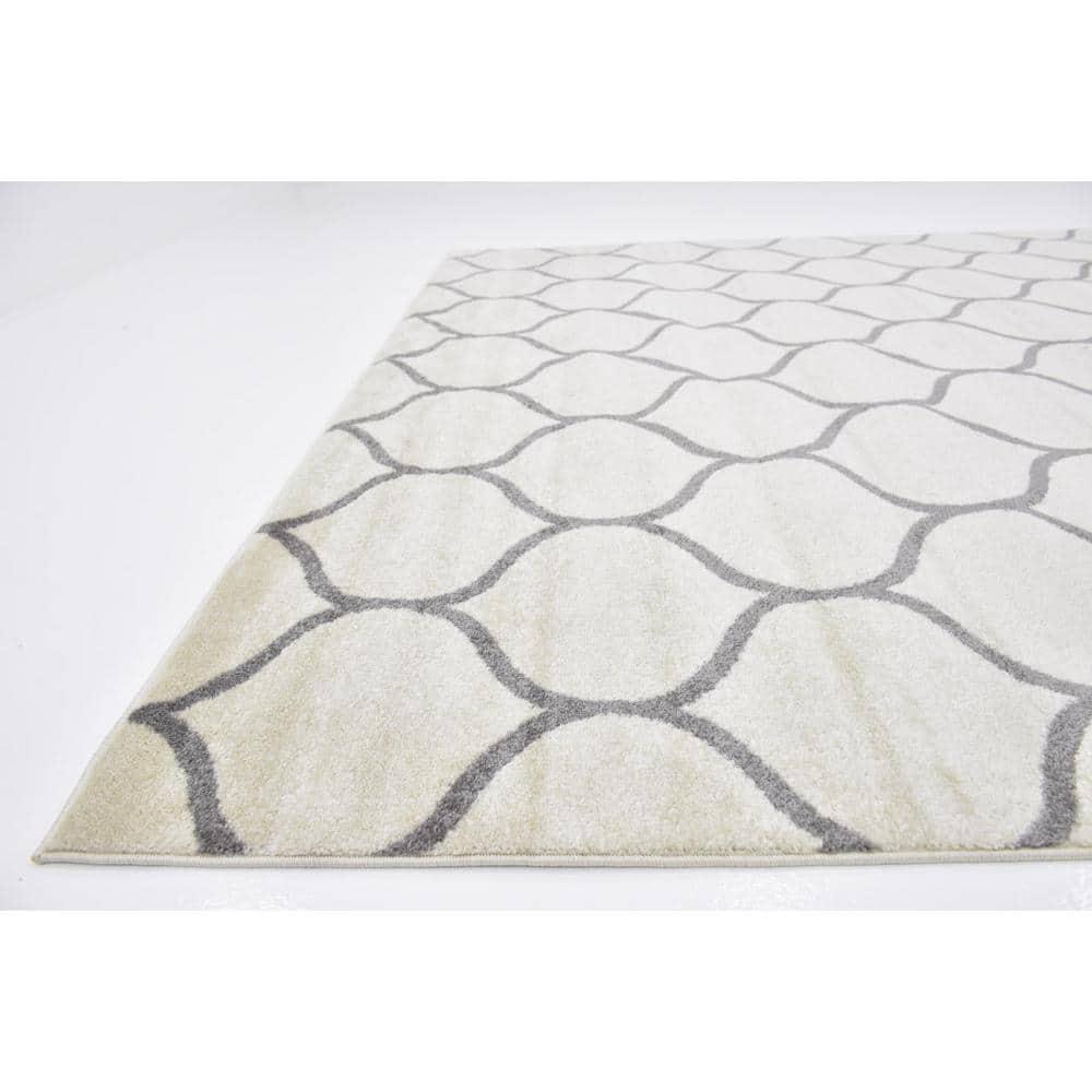 Unique Loom 9' 0 x 12' 0 Trellis Frieze Rounded Ivory Area Rug