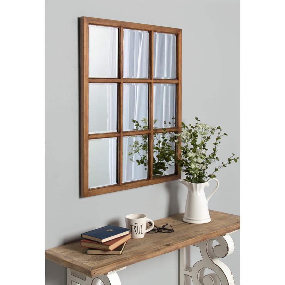 26" x 32" Hogan Windowpane Framed Wall Mirror Natural - Kate and Laurel