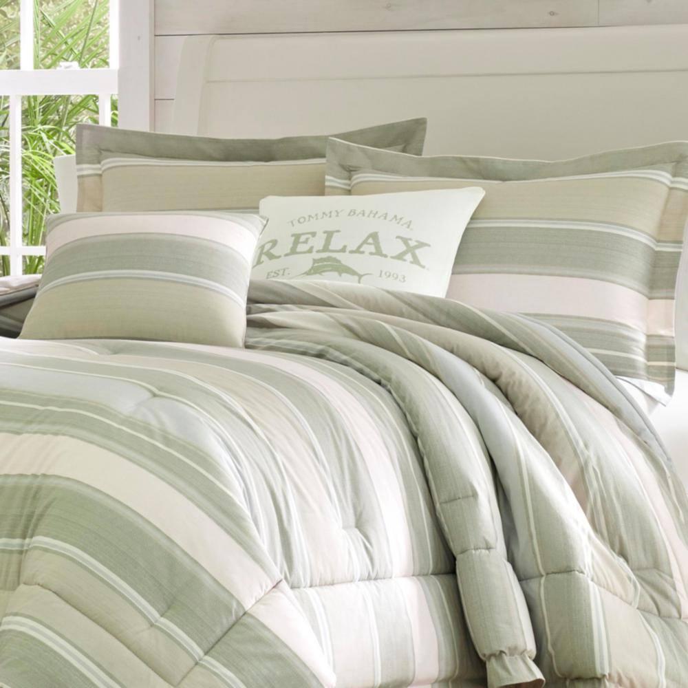 Tommy Bahama Home Tommy Bahama Serenity Green Cotton Reversible 5 Piece Comforter Set