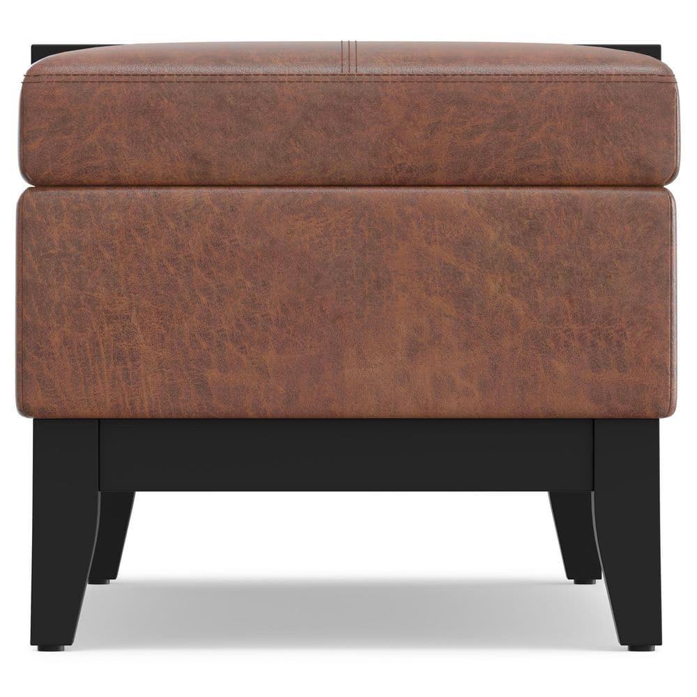 Simpli Home Oregon 42"W Upholstered Storage Ottoman Bench with Lift-Top Lid and Tray