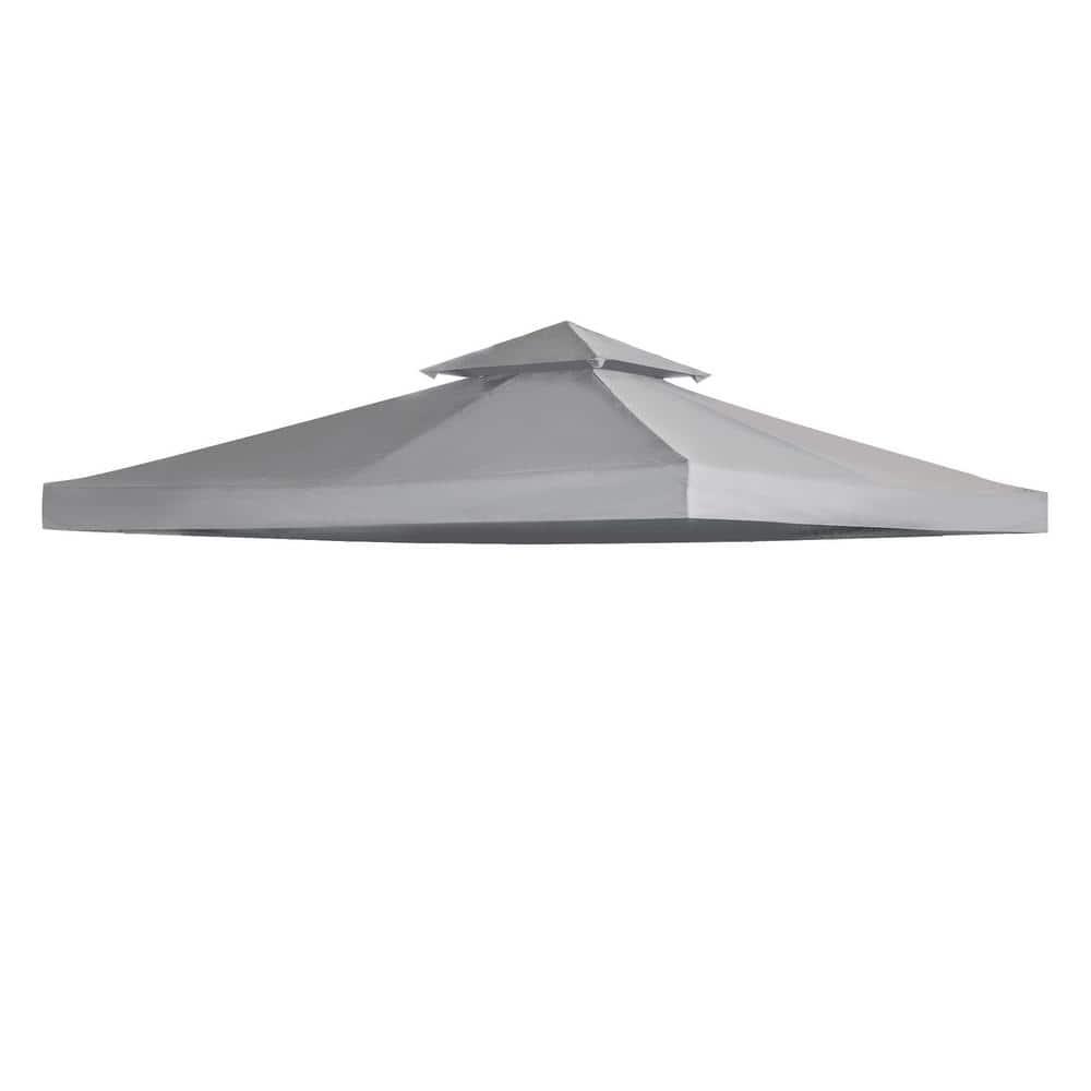 Outsunny Gazebo Replacement Canopy for Model 01 -0153, 2-Tier Top Cover for 9.84' x 9.84' Outdoor Gazebo, Gray (TOP ONLY)