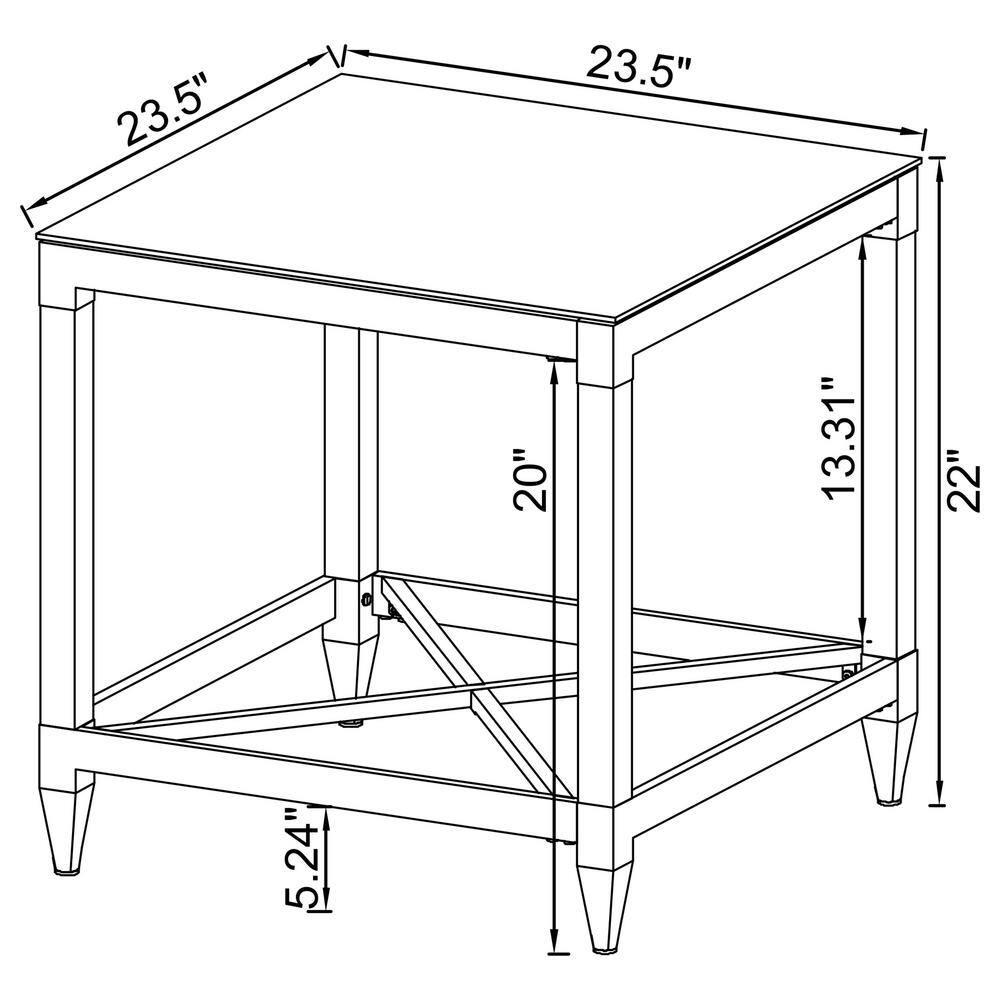Coaster Home Furnishings Lindley Square End Table with Acrylic Legs and Tempered Mirror Top Chrome