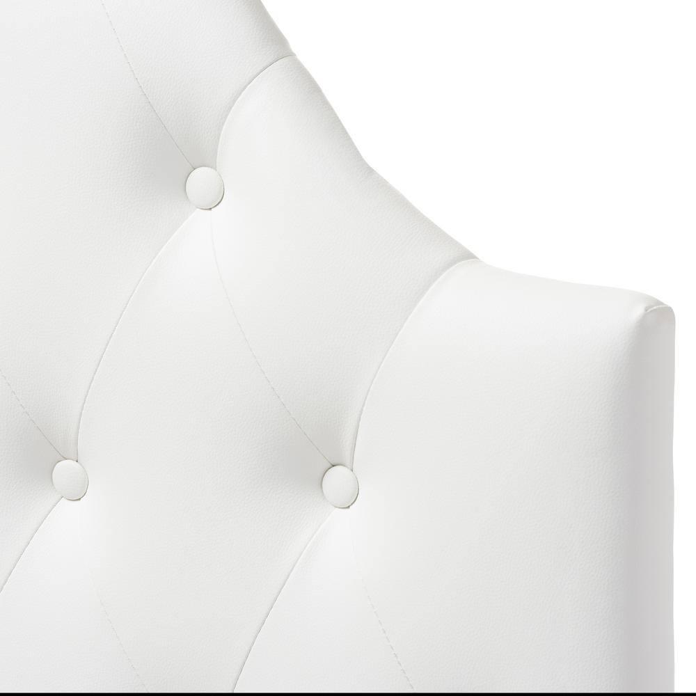 Queen Morris Modern And Contemporary Faux Leather Upholstered Button-Tufted Scalloped Headboard White - Baxton Studio: Curved, Adjustable