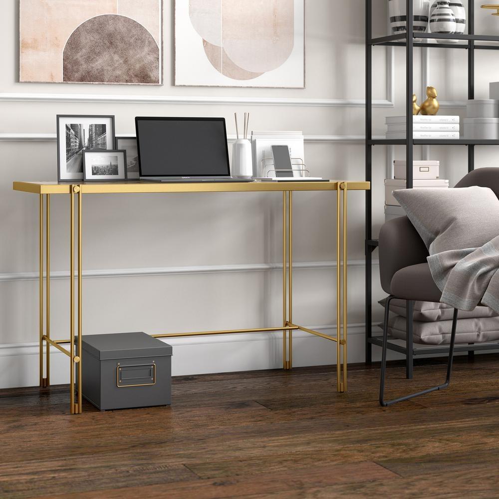 Evelyn&Zoe Inez 48" Wide Rectangular Desk in Brass