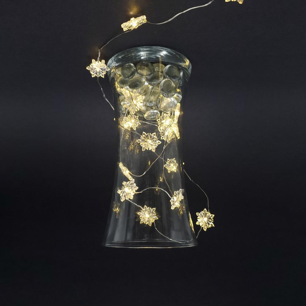 LumaBase Battery Operated LED Fairy String Lights with Snowflakes
