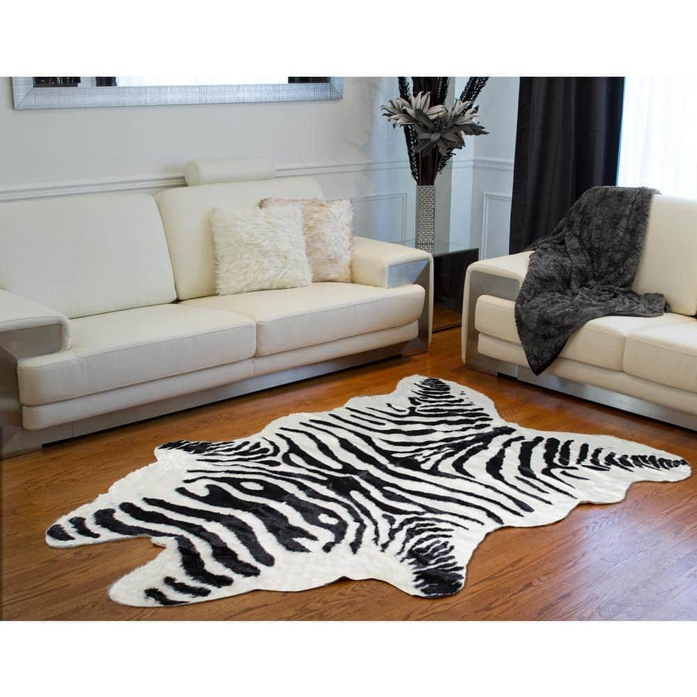 Luxe Classic Faux Hide Rug | Denton zebra black on white | 5.25'x7.5'
