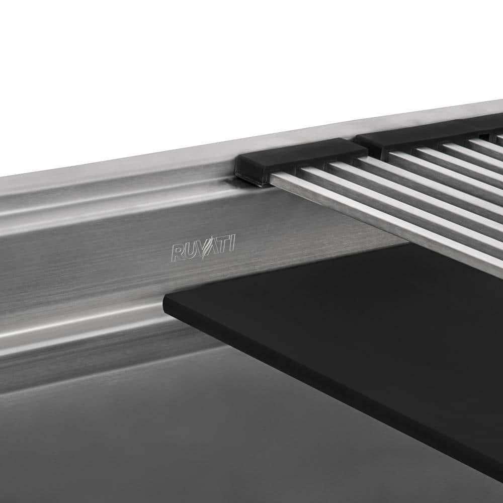 Ruvati 45-inch Workstation Two-Tiered Ledge Kitchen Sink Undermount 16 Gauge Stainless Steel