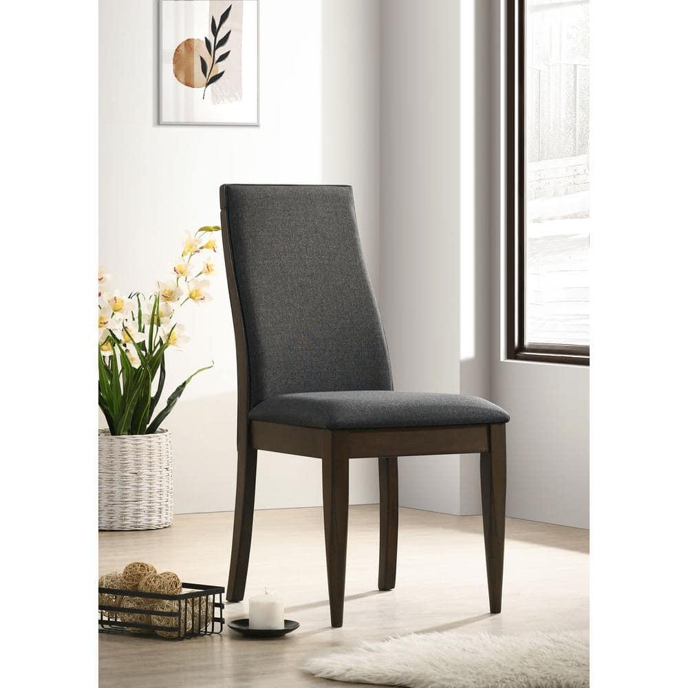 Wes Upholstered Side Chair (Set of 2) Grey and Dark Walnut