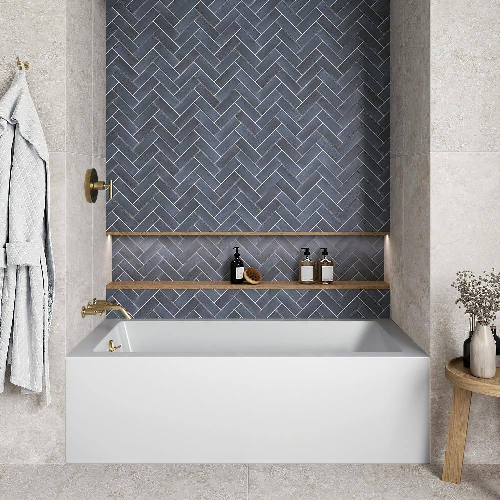 Streamline Bath Streamline 60 in. x 30 in. Acrylic Left-Hand Drain Alcove Bathtub in Glossy White With External Drain NAL-5320-PBR