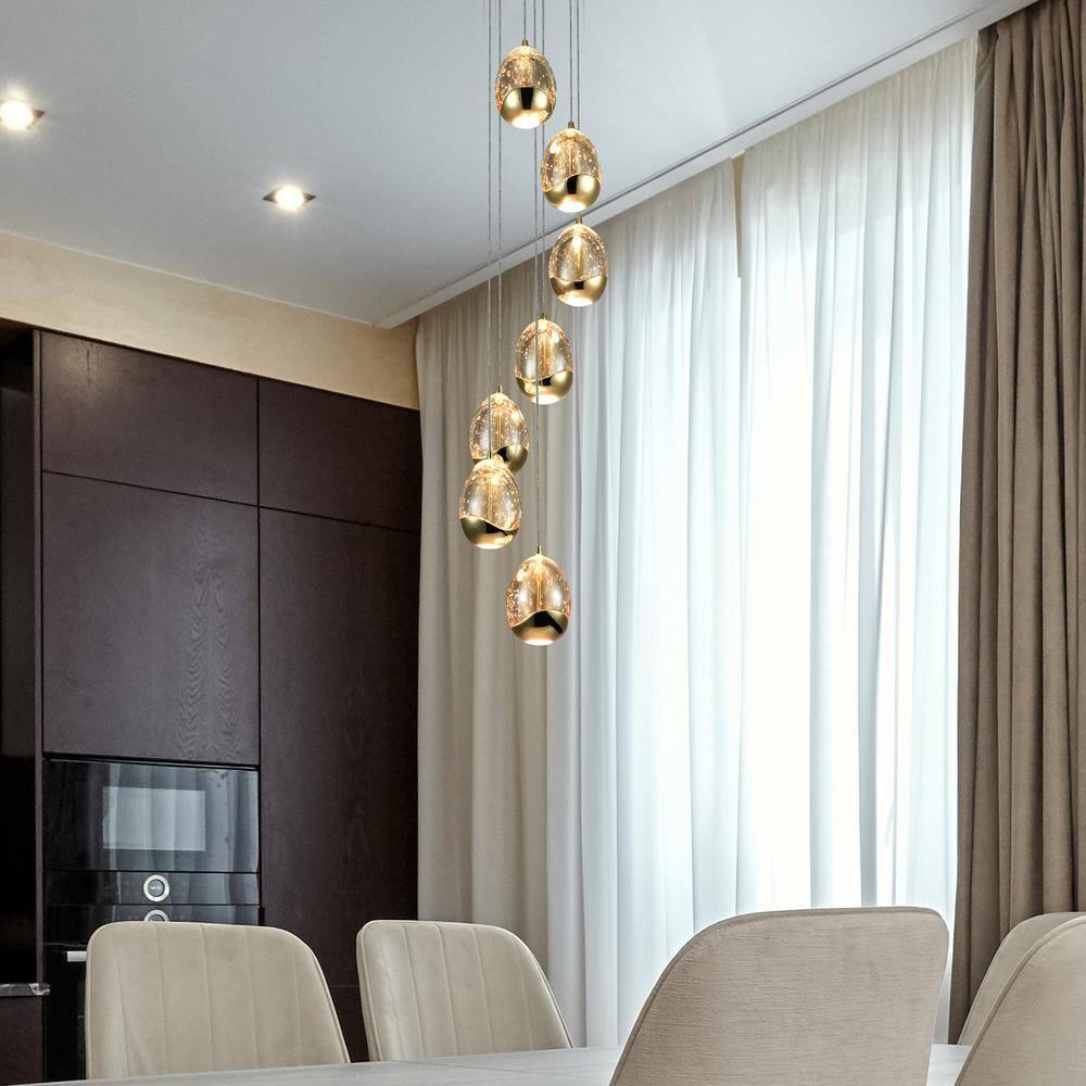 VONN Lighting Venezia 7-Light Pendant Height Adjustable ETL Certified LED Teardrop Chandelier, Globe Glass Shades