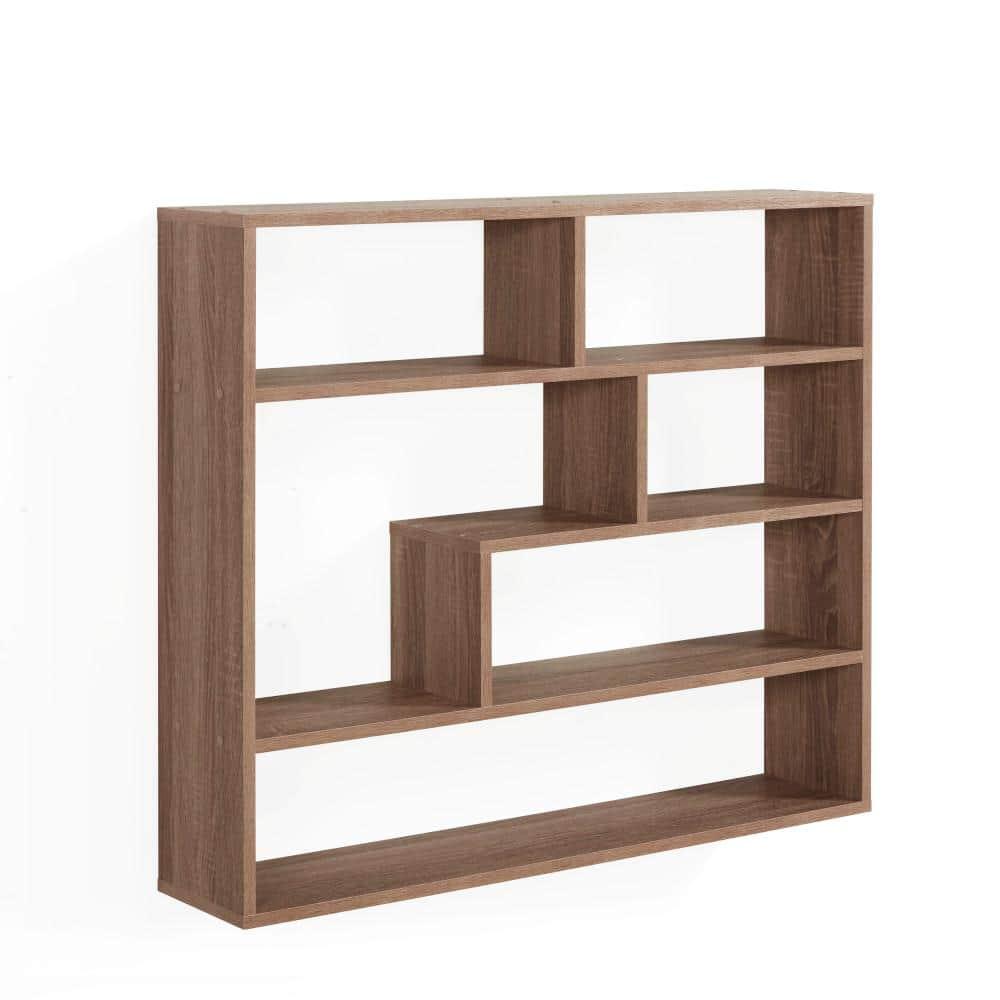 Danya B. 37" x 31.5" Rectangular Shelf Unit Brown: Laminated MDF Storage, 8 Compartments, Includes Mounting Hardware