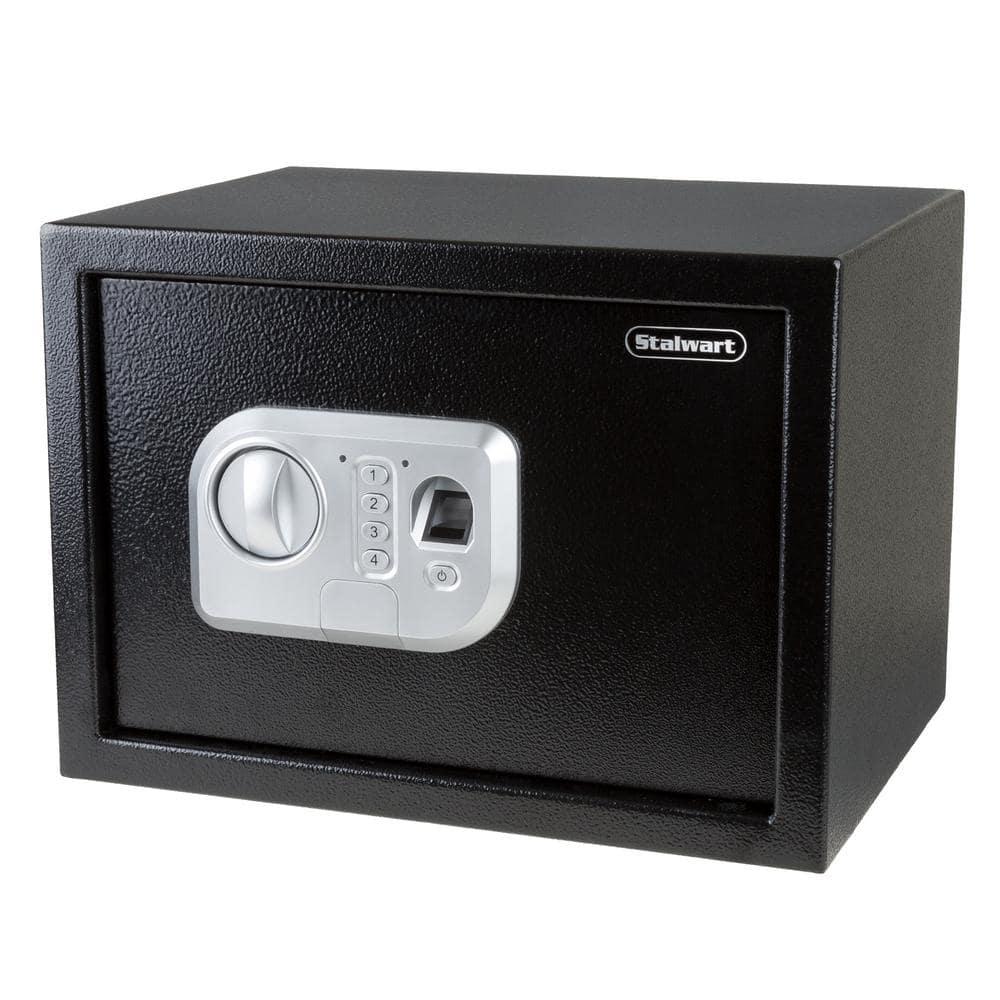 Stalwart Stalwart Electronic Safe - Digital Biometric Fingerprint Lock Box with 2 Override Keys (Black)