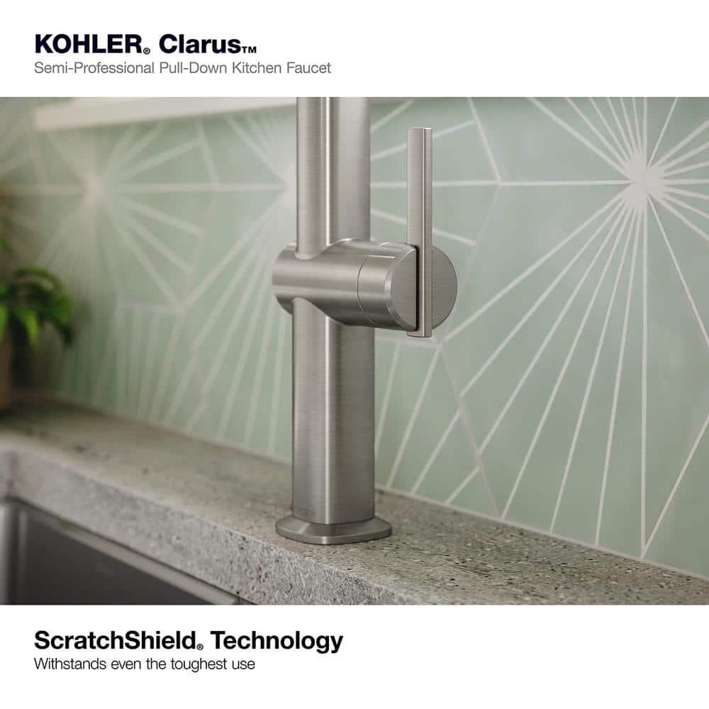 KOHLER Clarus Semi Professional Single Handle Pull Down Sprayer Kitchen Faucet in Vibrant Stainless