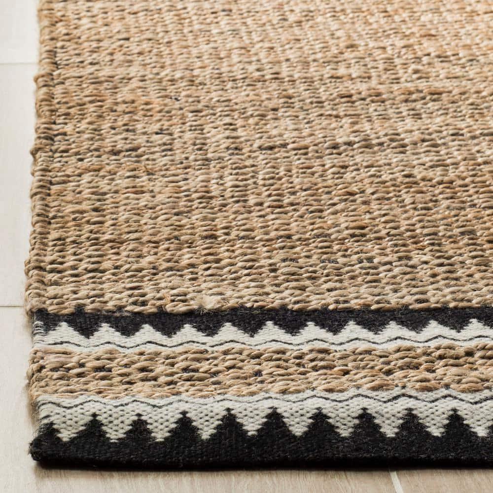 Natural Fiber NF874 Hand Woven Indoor Area Rug - Natural/Black - 7'x7' - Safavieh