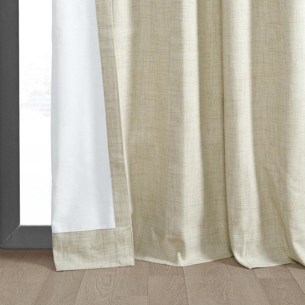 Natural Light Beige Vintage Thermal Cross Linen Weave Blackout Curtain (1 Panel), Natural Light Beige, 50W X 84L