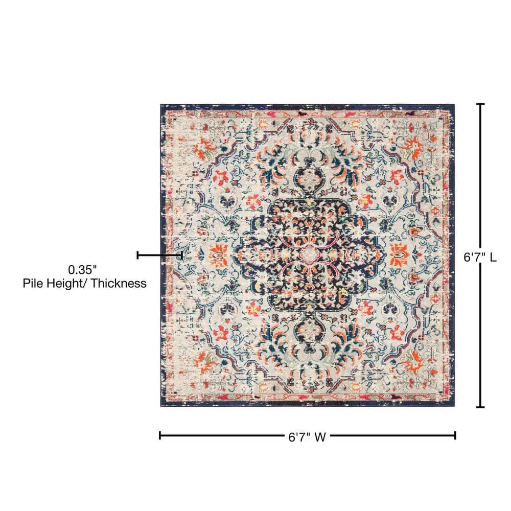 Madison MAD447 Power Loomed Indoor Area Rug - Beige/Black - 6'7"x6'7" - Safavieh
