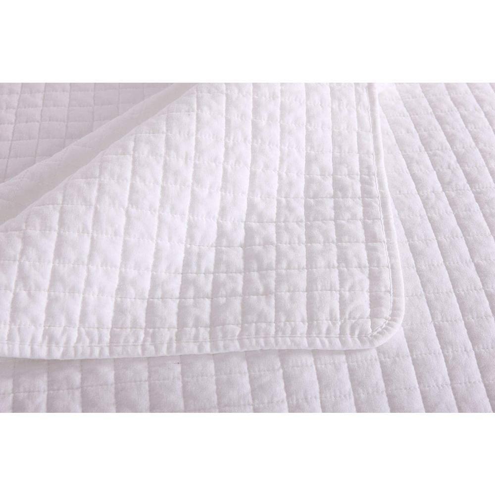 MarCielo WhiteCT Quilt Check Cotton Plaid Quilt Set