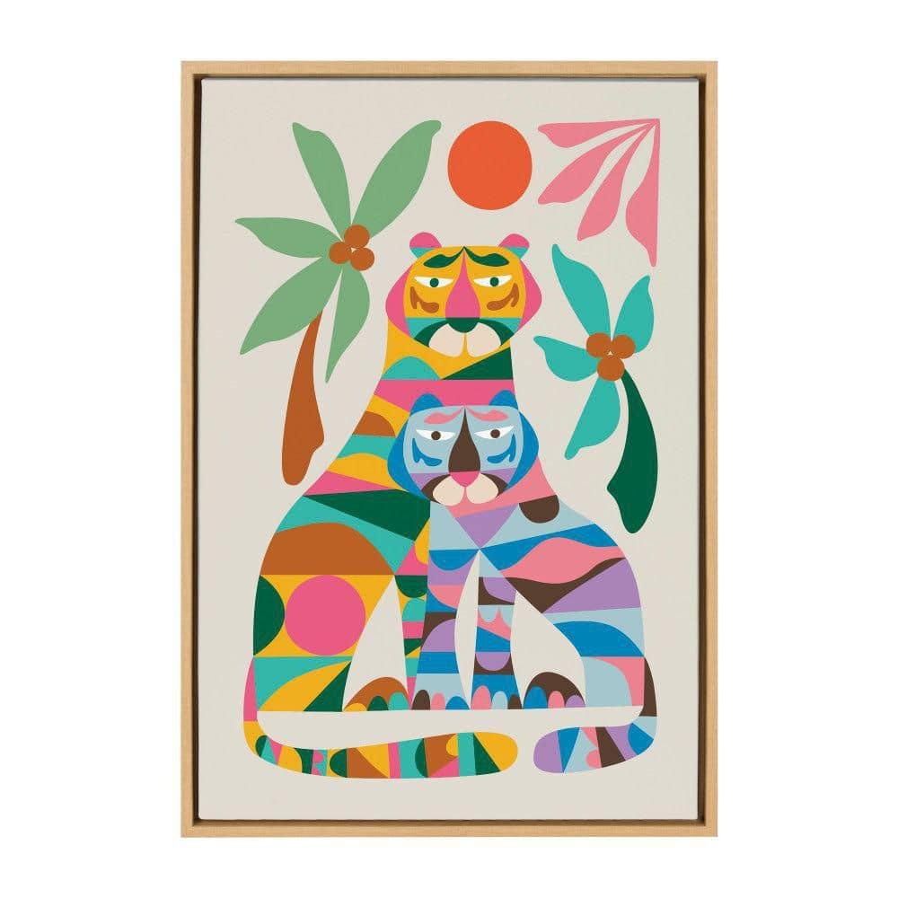 Kate & Laurel All Things Decor 23"x33" Sylvie MCM Tiger Love Wall Art by Rachel Lee Natural: Framed Canvas, Modern Animal Digital Art