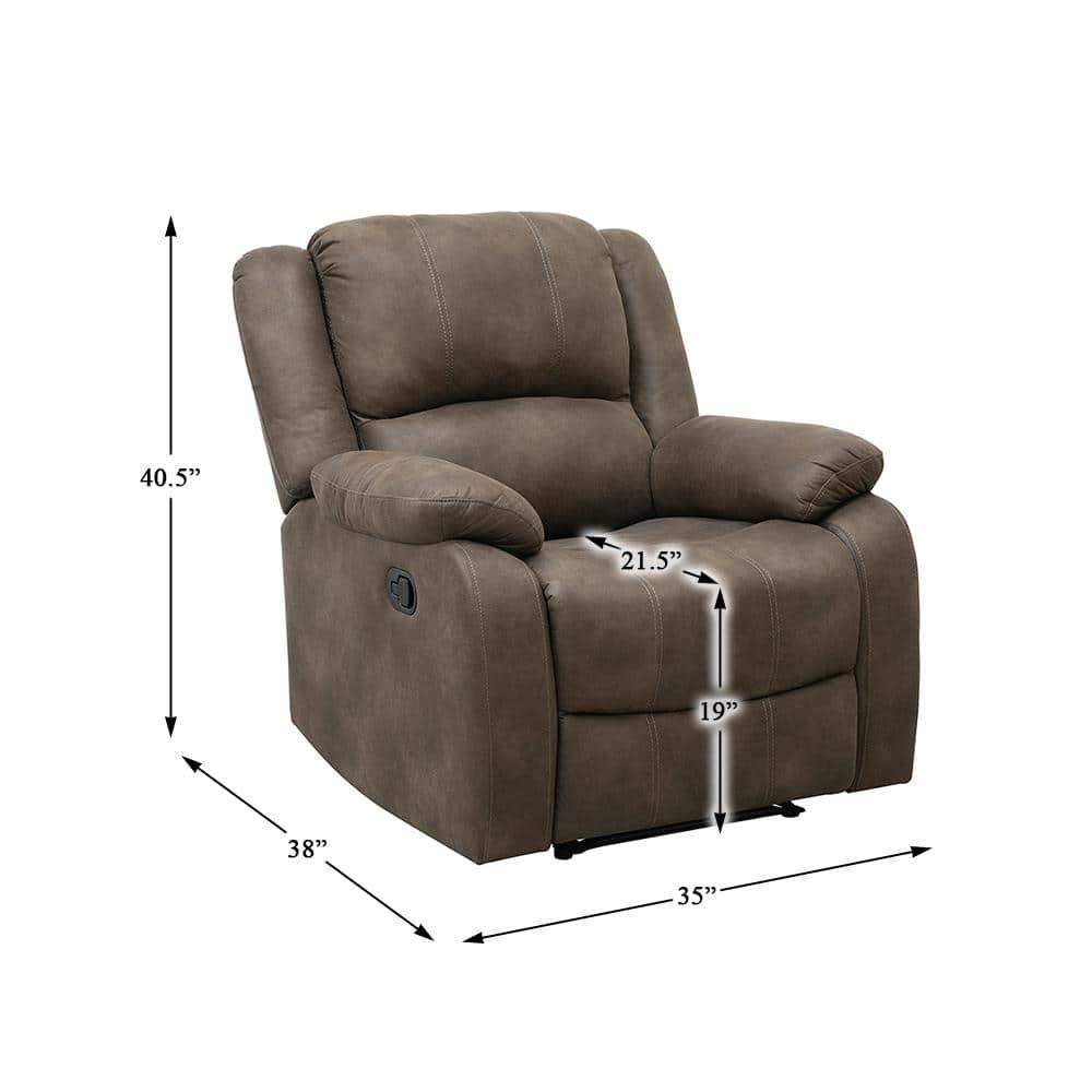 Lexicon Fairview Polished Microfiber Upholstered Manual Recliner in Brown