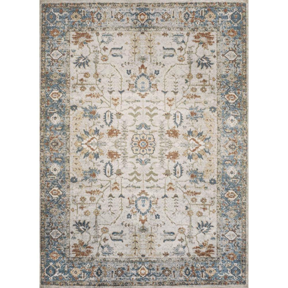JONATHAN Y Hiero Persian Border Low-Pile Machine-Washable Cream/Terra 5 ft. x 8 ft. Area Rug
