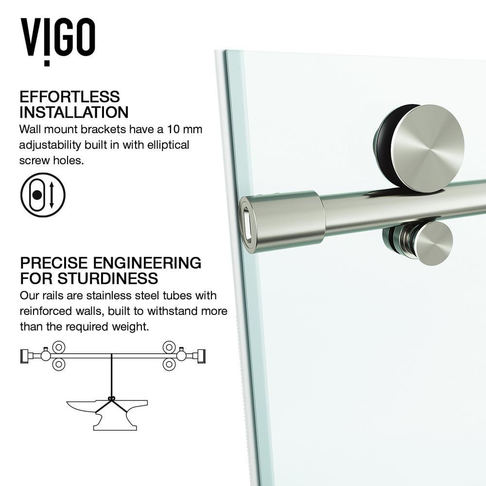 Elan E-Class 44-48" W x 76" H Sliding Frameless Shower Door with 3/8" Clear Glass