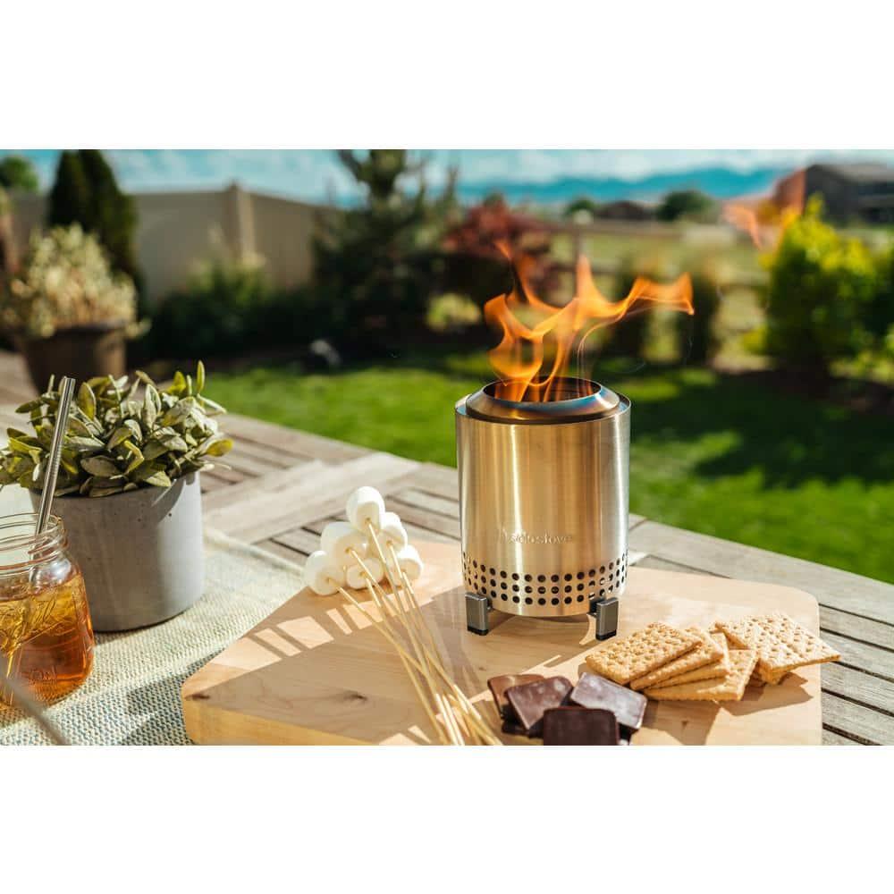 Solo Stove Mesa Tabletop Fire Pit with Stand | Low Smoke Outdoor Mini Fire for Urban & Suburbs | Fueled by Pellets or Wood, Safe Burning, Stainless Steel, With Travel Bag, 6.9 x 5.1 in, 1.4lbs