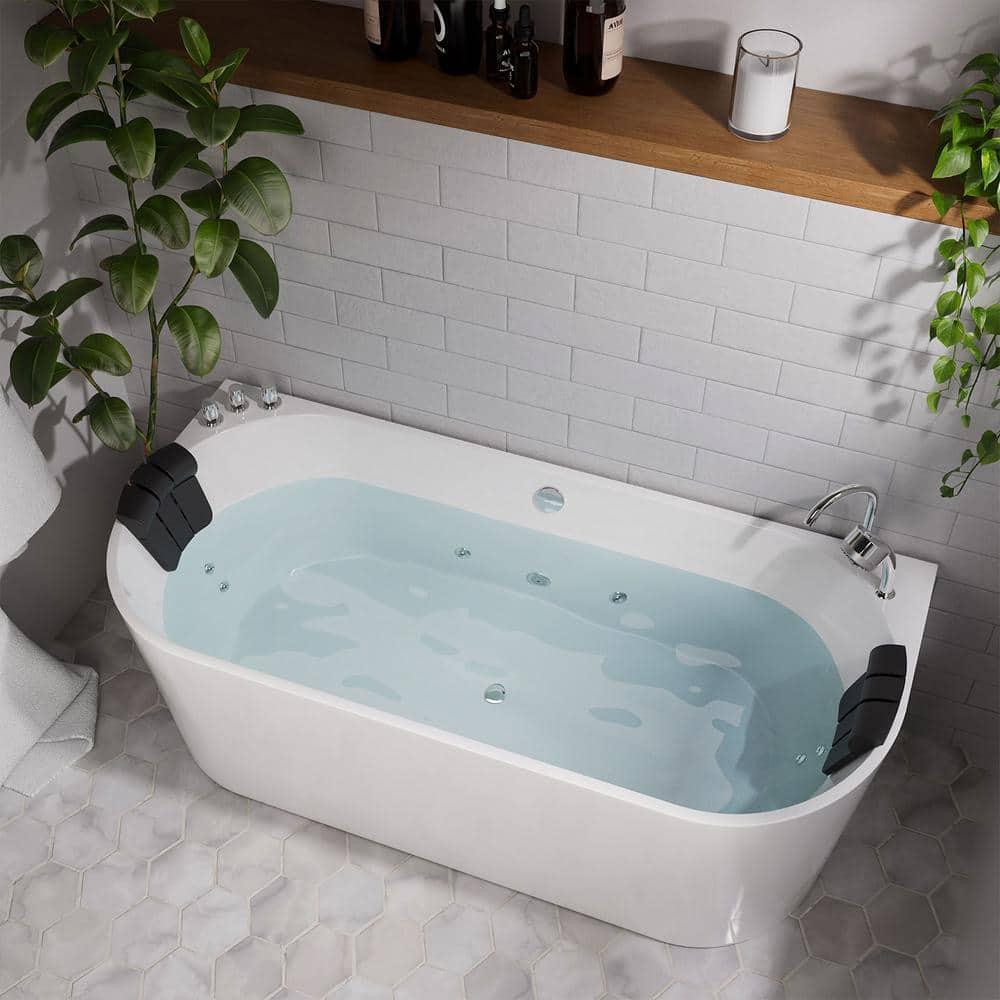 67'' x 33.5'' Freestanding Whirlpool Plastic / Acrylic Bathtub with Faucet