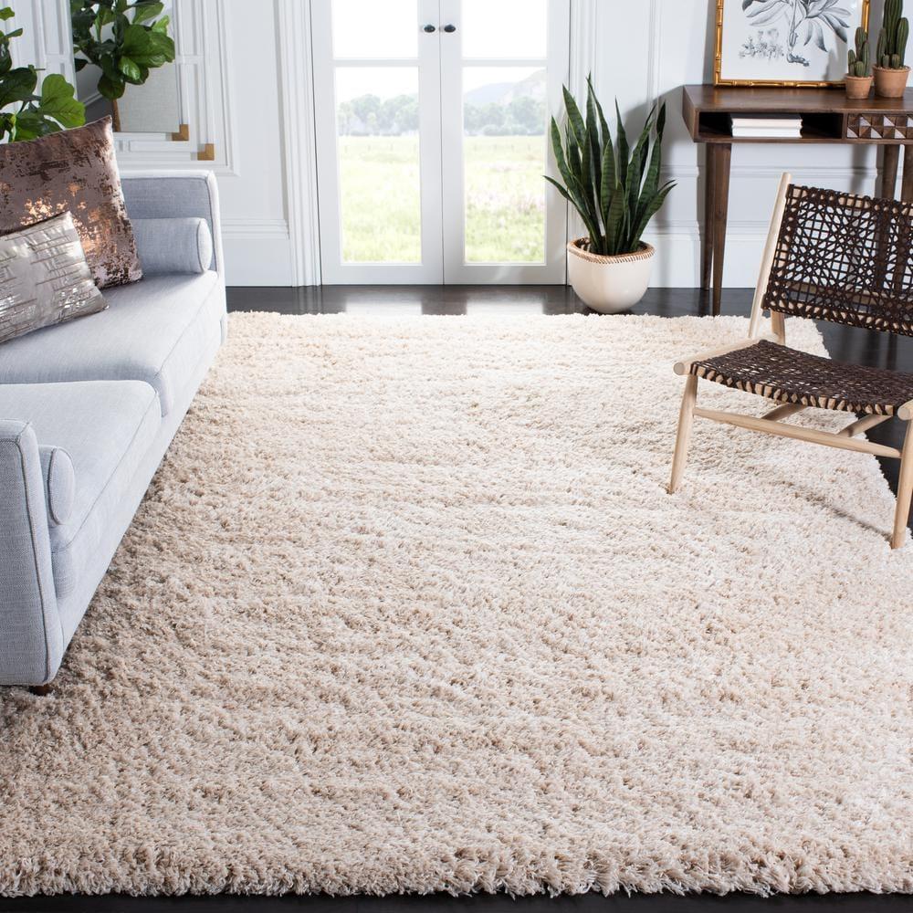Polar Shag PSG800 Power Loomed Indoor Area Rug - 6'7"x9'2" - Light Beige - Safavieh