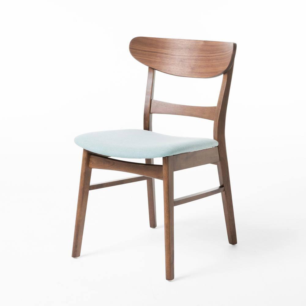 Noble House Lydia Mid-Century Modern 7 Piece Dining Set, Mint and Walnut