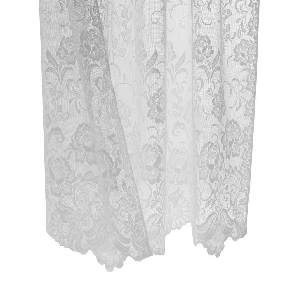 Habitat Limoges Sheer Rod Pocket Timeless and Naturalistic Floral Designs Curtain Panel 55" x 84" White