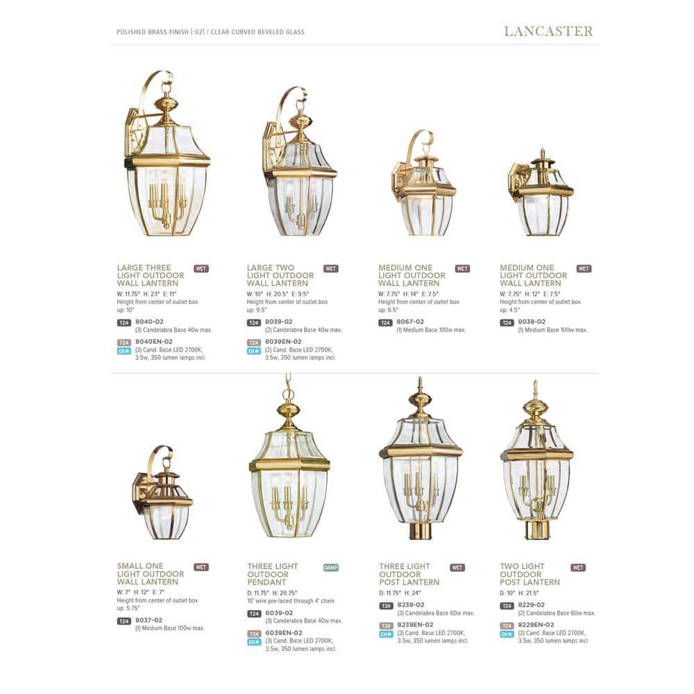 Lancaster 3-Light Outdoor Polished Brass Post Top