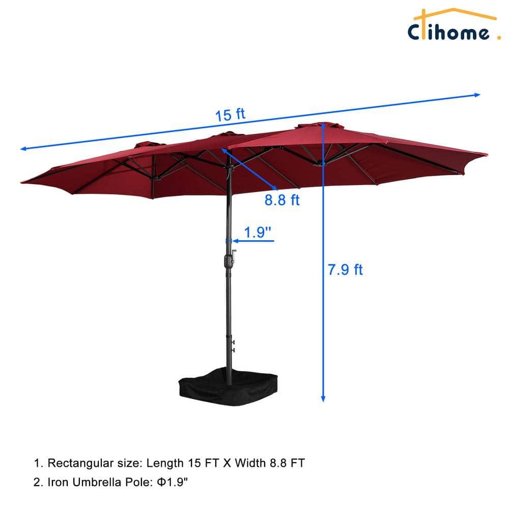 15 Ft Patio Market Umbrella with Base