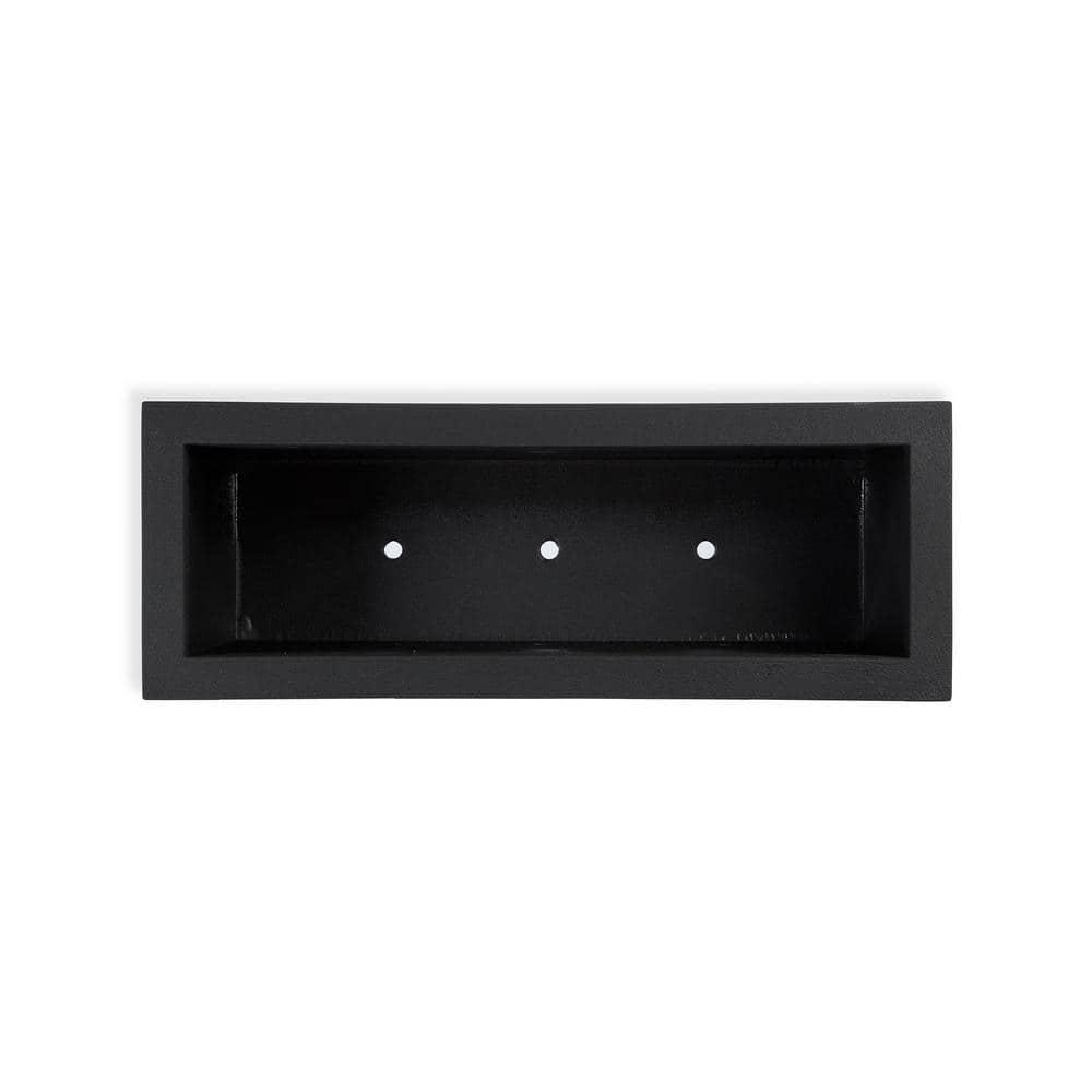 PolyStone Planters Rectangle 17.0-Inches W Extra Large Black Mixed/Composite Contemporary/Modern Outdoor Planter with Drainage Holes