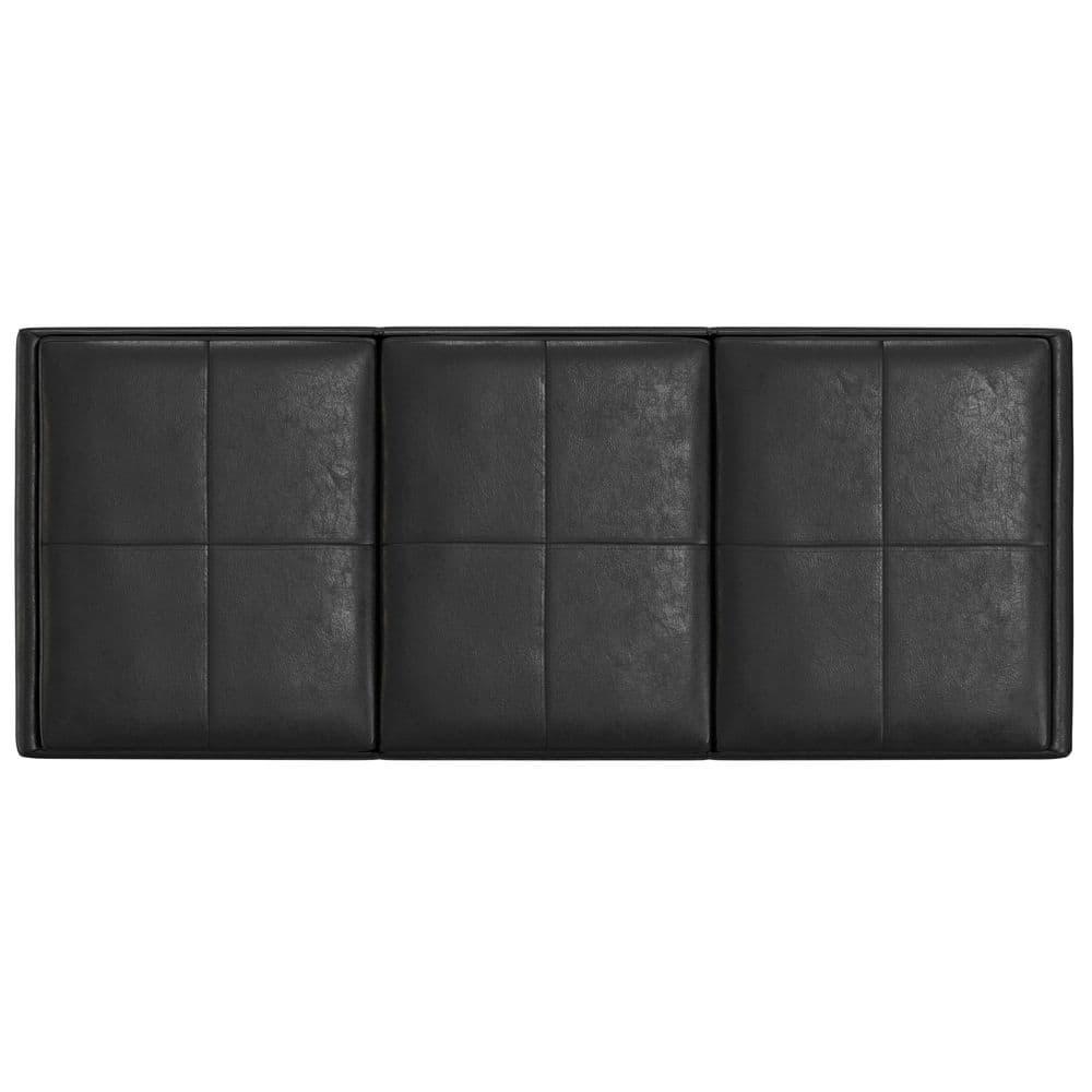 Simpli Home Avalon 42"W Upholstered Storage Ottoman with 3 Flip-Over Serving Trays
