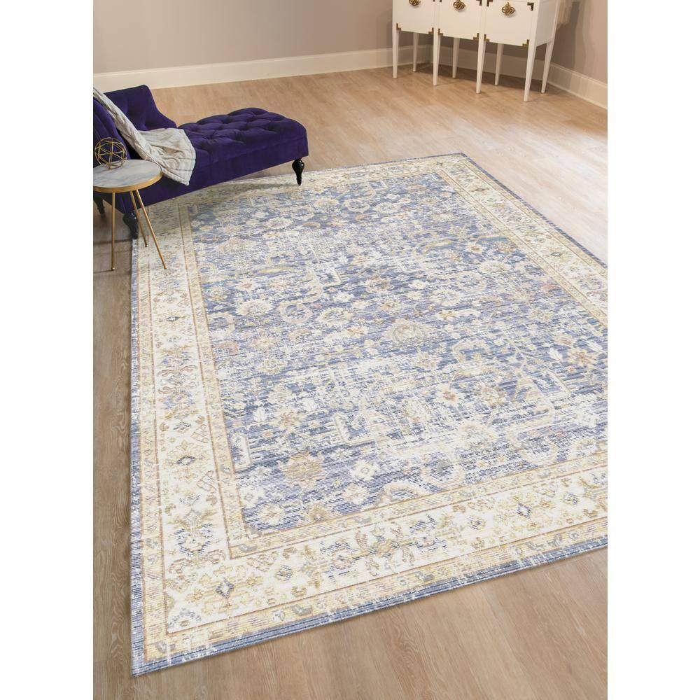 Century 5 x 8 Lavender/Ivory Bordered Pattern Area Rug for High Traffic Living Room Dining Room Bedroom