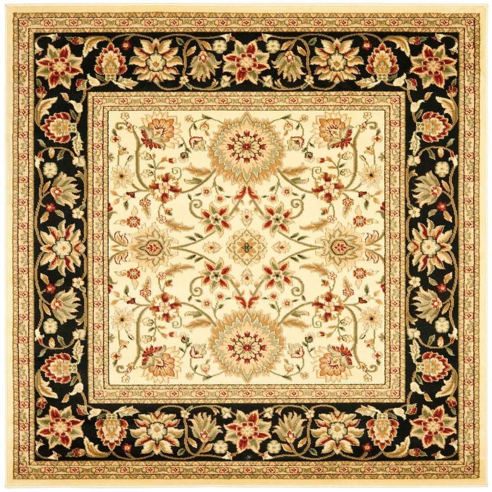 Lyndhurst LNH212 Power Loomed Area Rug - Ivory/Black - 8'x8' - Safavieh