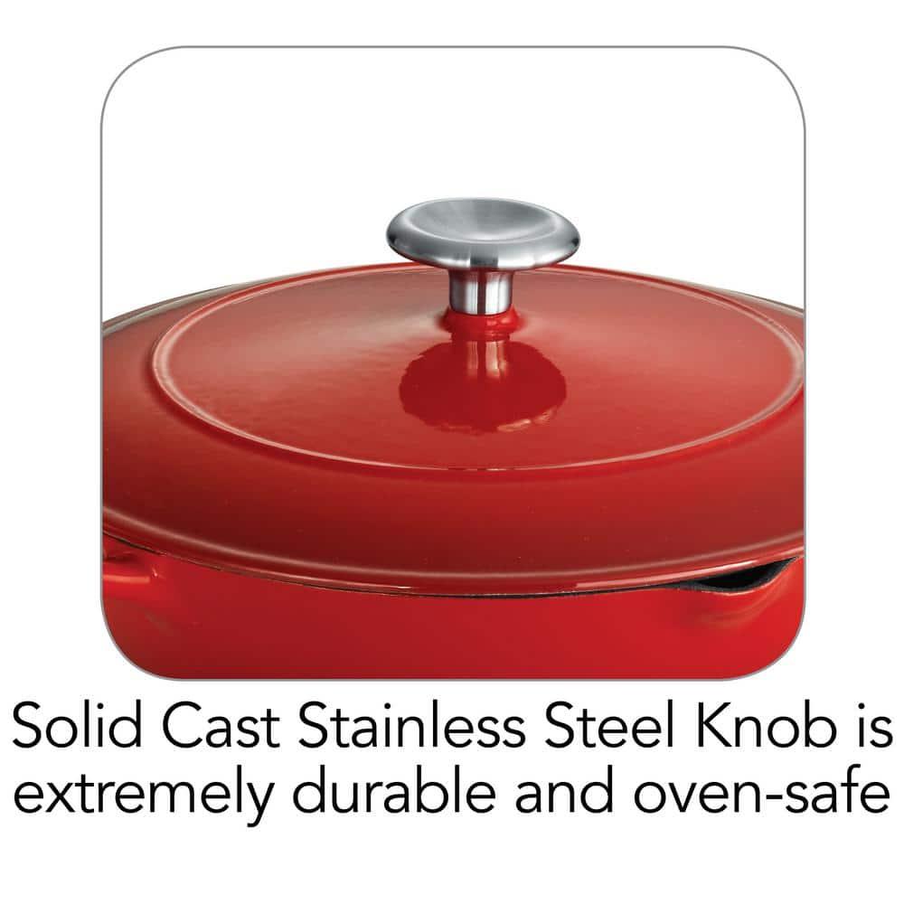 10-Inch Red Enameled Cast Iron Skillet with Lid