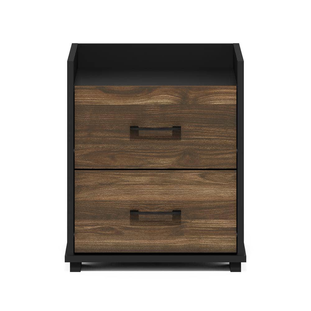Furinno  Tidur Modern Bedroom Bedside Tables Handle 2-Drawer Chest Nightstand