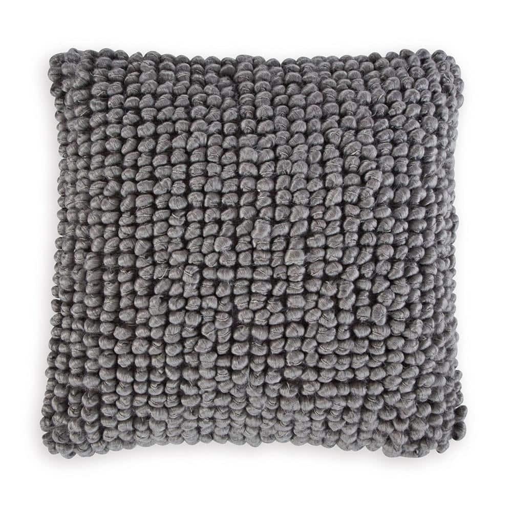 Benjara Throw Pillow Set Of 4, 19 Inch, Looped Design, Textured Gray Polyester (Set of 4)