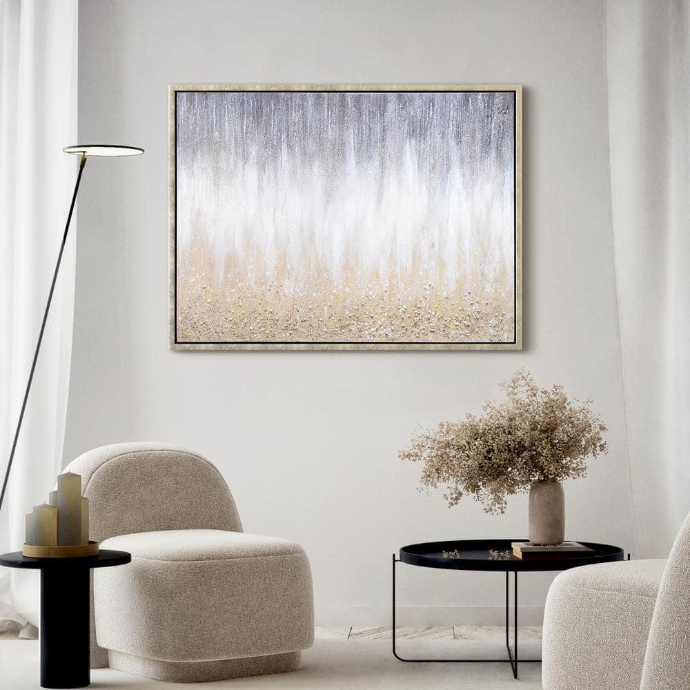 Empire Art Direct Golden Cascade Textured Glitter Hand Painted Framed Canvas Wall Art