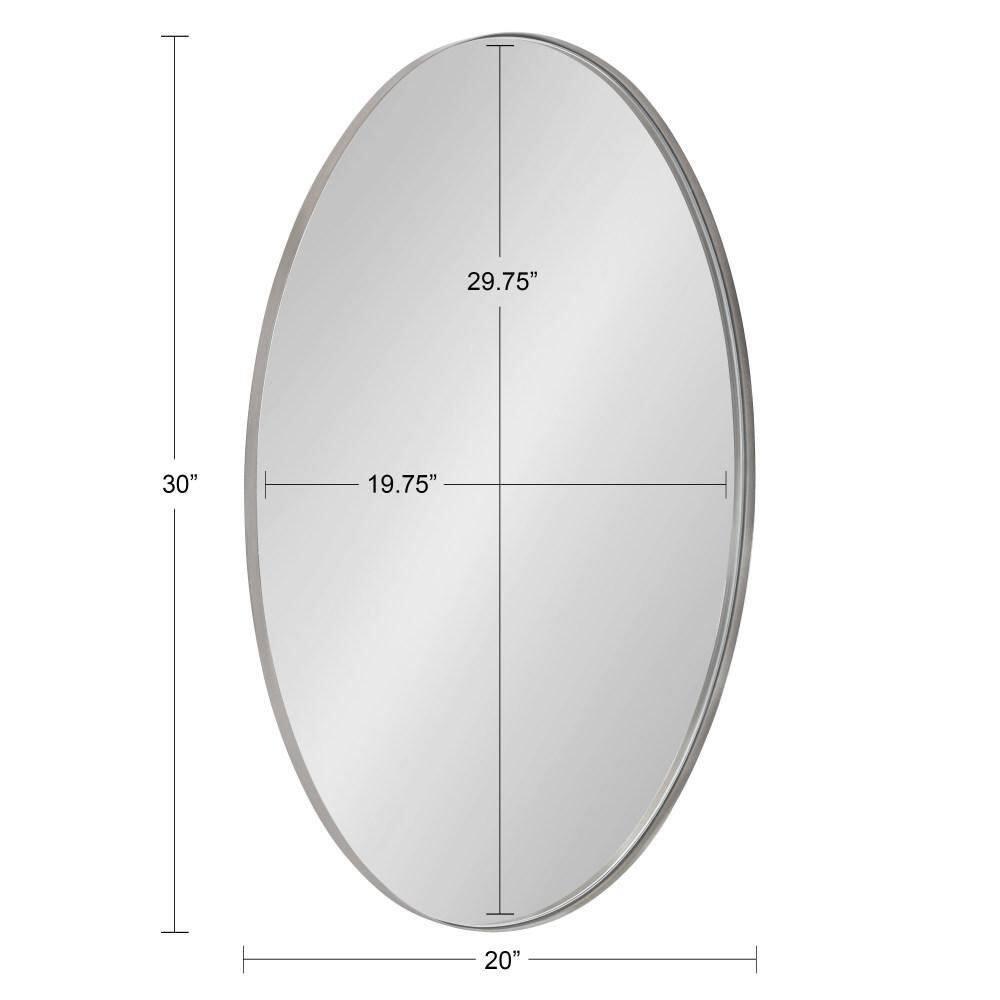Kate and Laurel Rollo Oval Framed Wall Mirror, 20x30, Silver