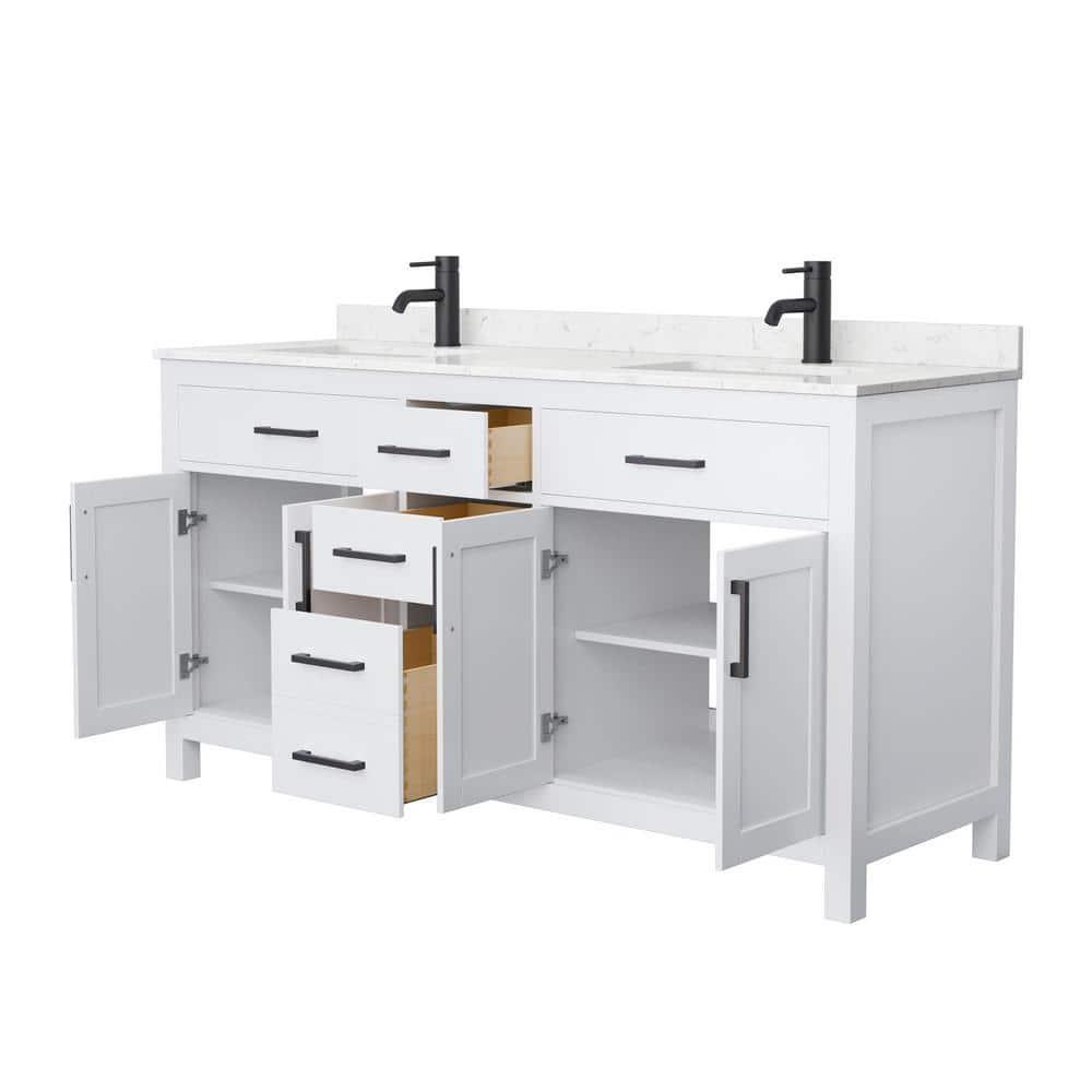 Beckett 66" Freestanding Double Bathroom Vanity with Cultured Marble Top